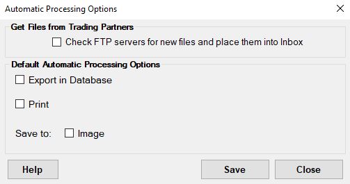 EDI Exchange Automatic Processing options. EDI Exchange Automatic Processing options.