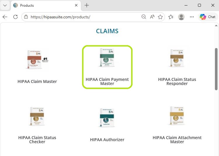The Products page after clicking on the Products option at the top left of the website. 