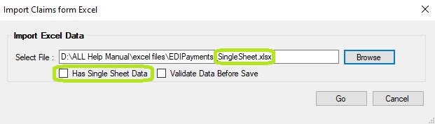 Example of a single sheet file import with Has Single Sheet Data box. Example of a single sheet file import with Has Single Sheet Data box.