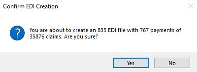 The "Confirm EDI Creation" pop up.