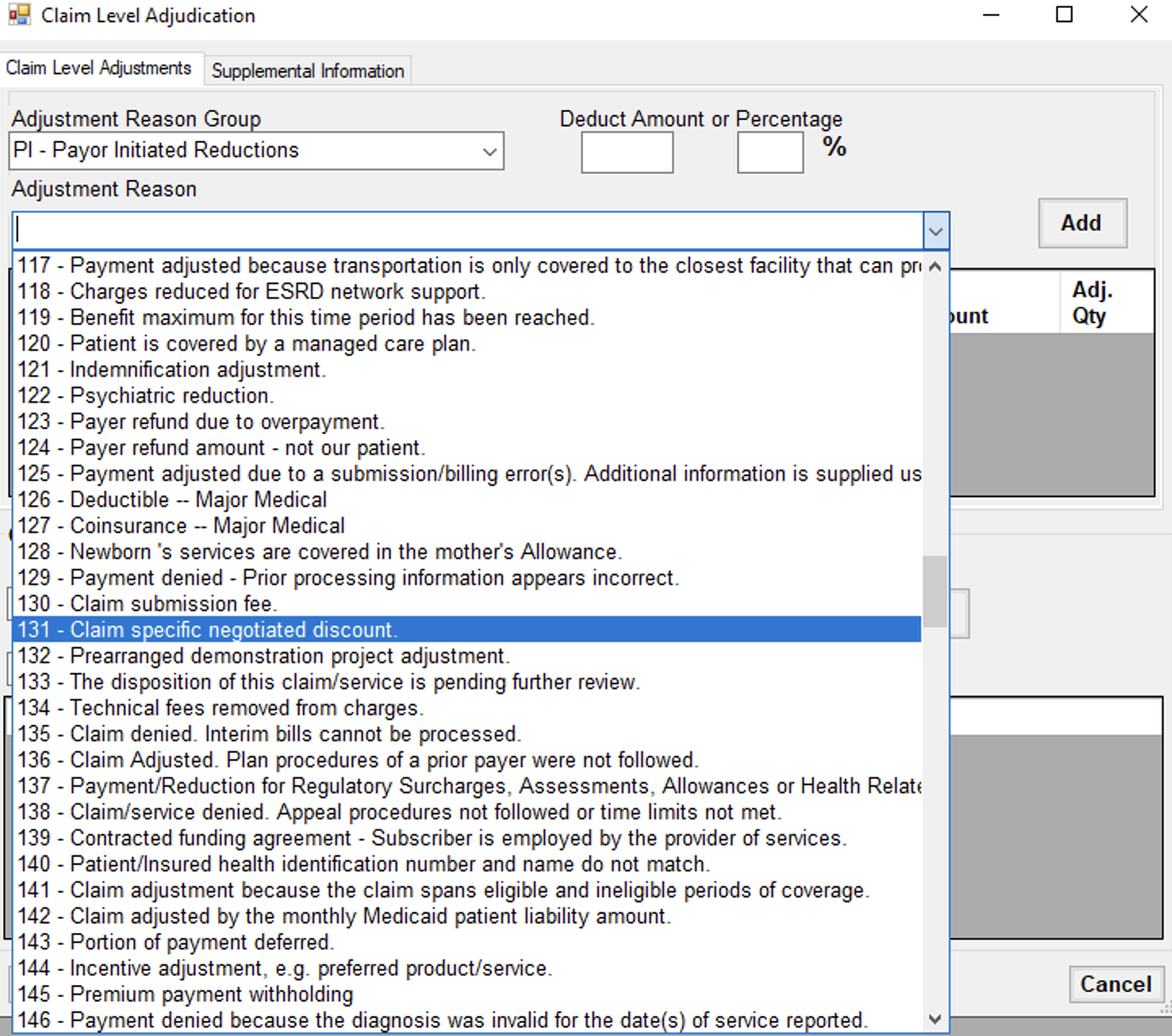 Selecting an Adjustment Reason. Selecting an Adjustment Reason.