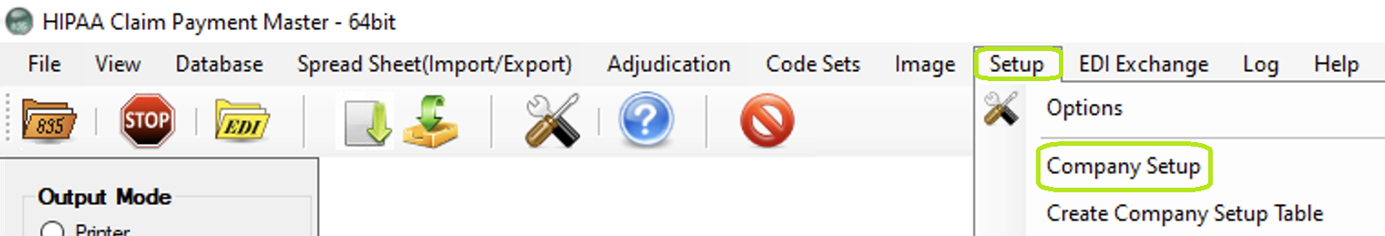 The "Setup" menu and "Company Setup" button.