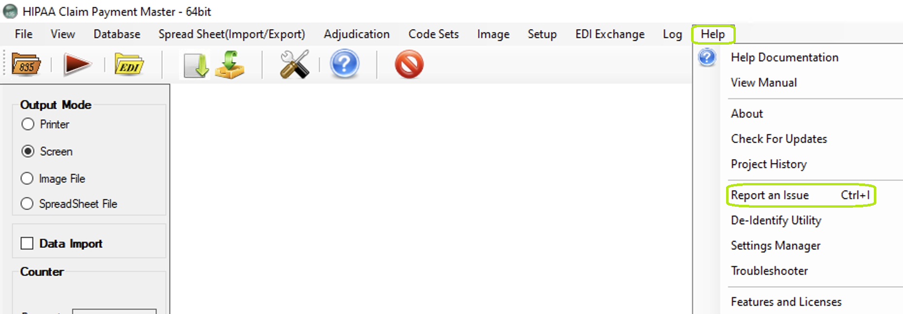 "Reporting an Issue" in main menu.