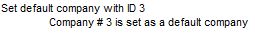 The log entry for the default company after the change.