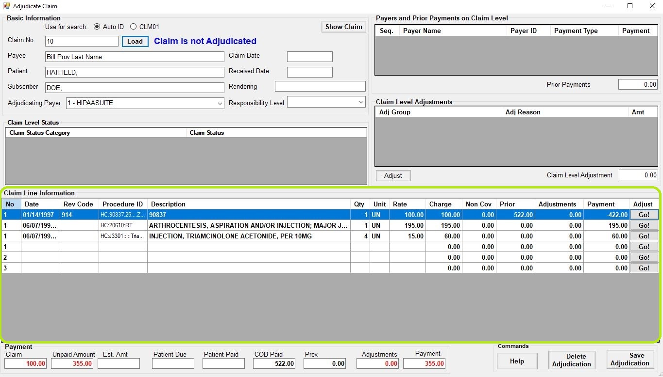 9.8 cpm claim line info