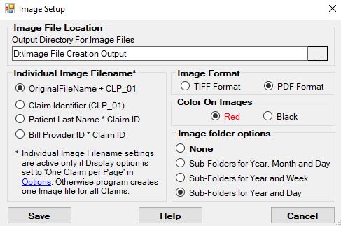 The "Image Setup" window.
