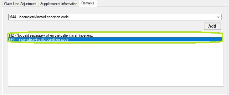 Line level remarks list. Line level remarks list.