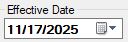 The "Effective Date" box. The "Effective Date" box.