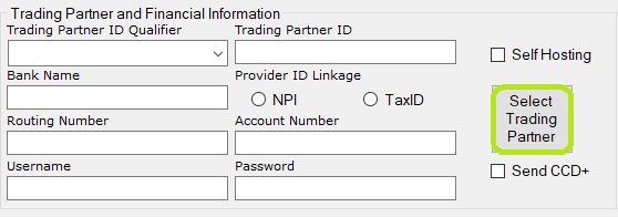 Select a Trading Partner button in Financial Info group.