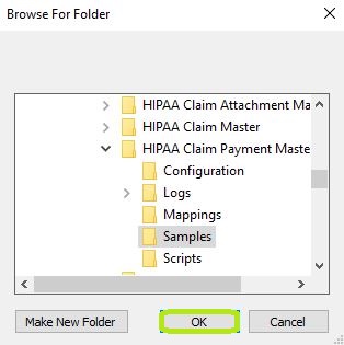 The "Browse for Folder" pop-up.
