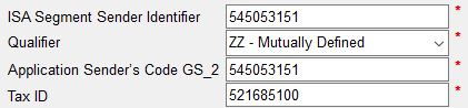 The "ISA Segment Sender Identifier" section in "Company Setup."