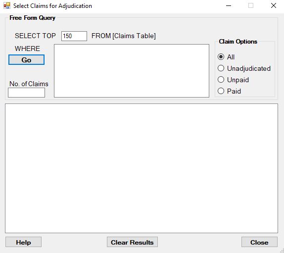 Search for a claim using SQL.