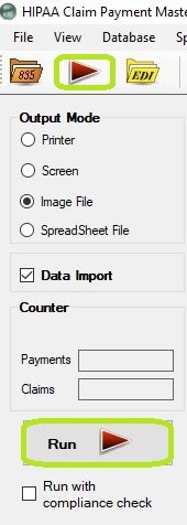 The "Run" button options in the main window.