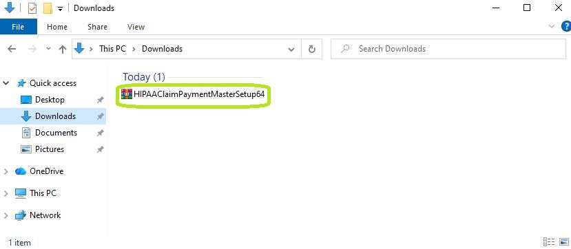 The ZIP file is in the "Downloads" folder.