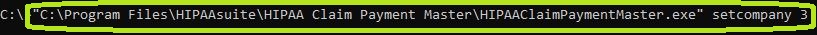 The command argument "setcompany 3" in Command Prompt.