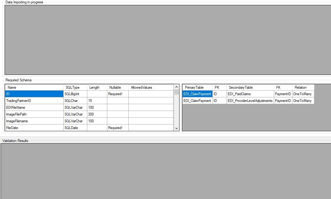 The data viewing boxes in the �Excel Import� window.
