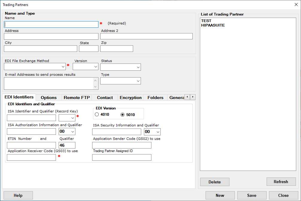 The "Trading Partners" window. The "Trading Partners" window.