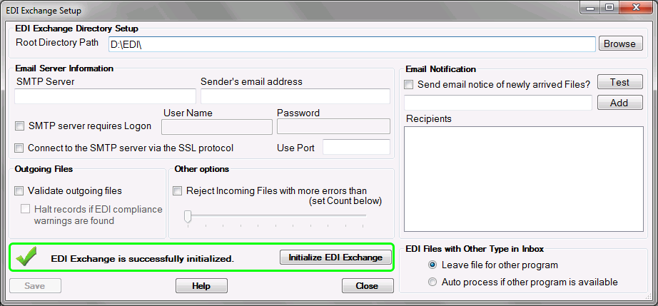 edi exchange setup_initialized