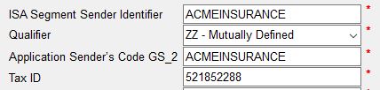 The "ISA Segment Sender Identifier" section in "Company Setup." The "ISA Segment Sender Identifier" section in "Company Setup."