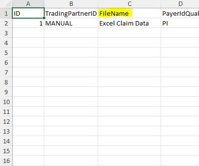 The Excel file along with the "Filename" field included.
