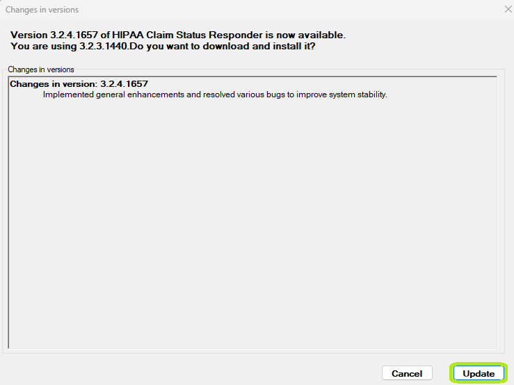 The "Changes in Versions" window.