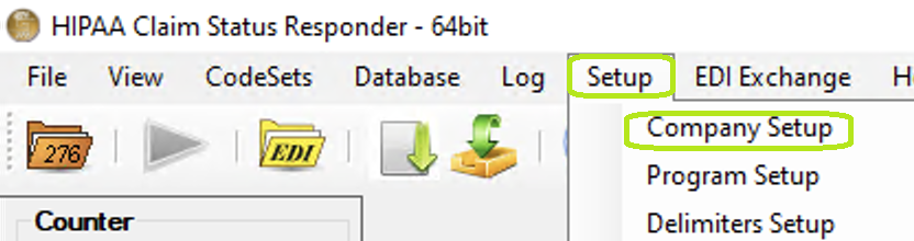 The "Setup" menu and "Company Setup" button. The "Setup" menu and "Company Setup" button.