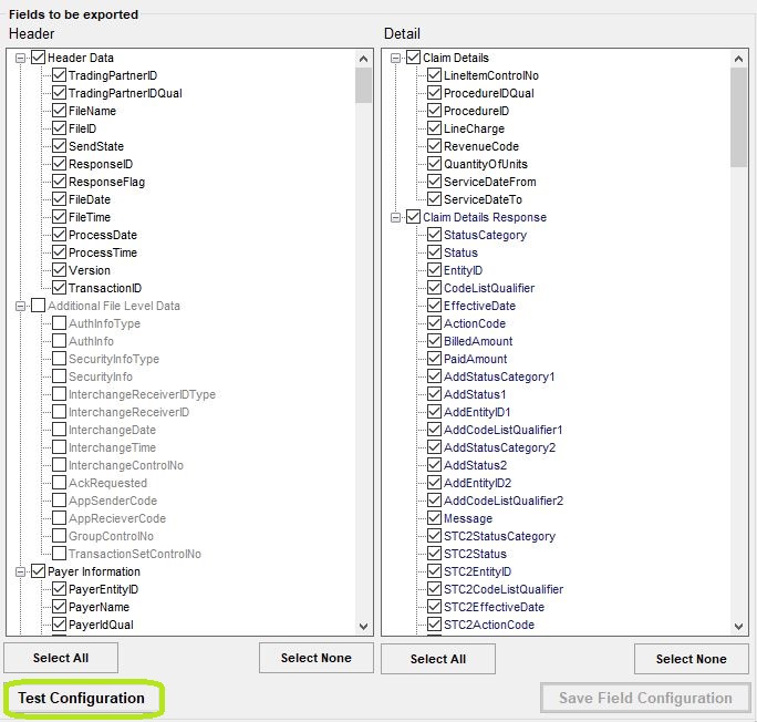 The "Test Configuration" button. The "Test Configuration" button.