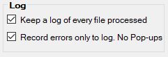 The log setting determines whether process messages will be saved to the log file at all times.