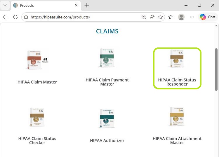 The Products page after clicking on the Products option at the top left of the website. 
