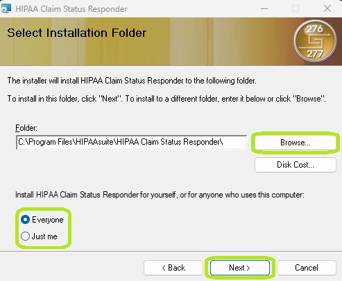 The Installation Folder Window.