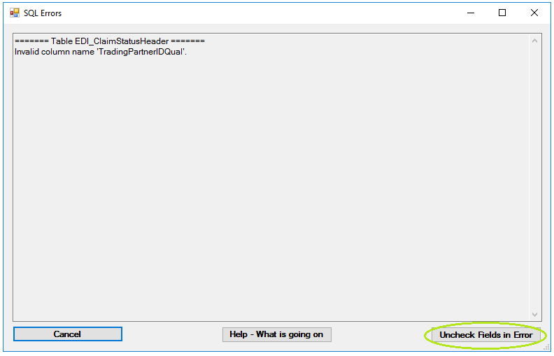 The error window. The error window.