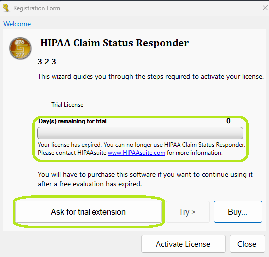The “Registration Form” window shows an expired trial license. The “Registration Form” window shows an expired trial license.