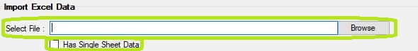 The Import Excel Data box within the Import Claims from Excel window. The Import Excel Data box within the Import Claims from Excel window.