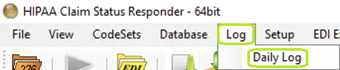 The "Daily Log" option is in the "Log" tab. The "Daily Log" option is in the "Log" tab.