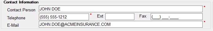 "Contact Information" section. "Contact Information" section.