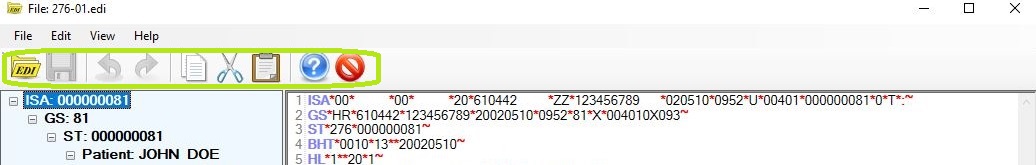 The "EDI Taskbar" is in the "EDI Editor" window. The "EDI Taskbar" is in the "EDI Editor" window.