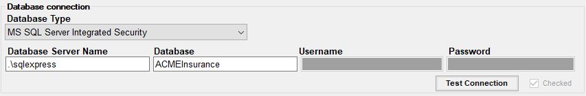 RealTime Server Database configuration.