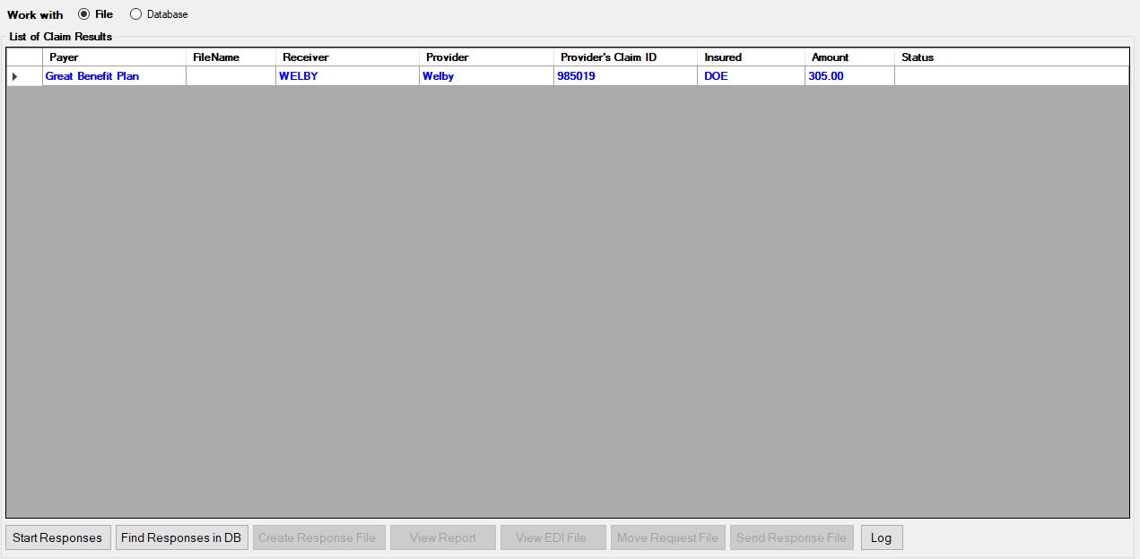 The table results that are displayed after pressing the "Run" button. The table results that are displayed after pressing the "Run" button.