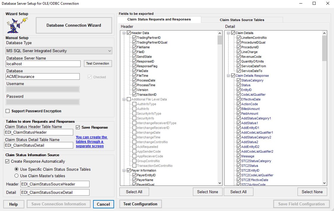 Database Setup form. Database Setup form.