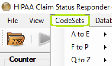 The "CodeSets" tab and its sub-menus.