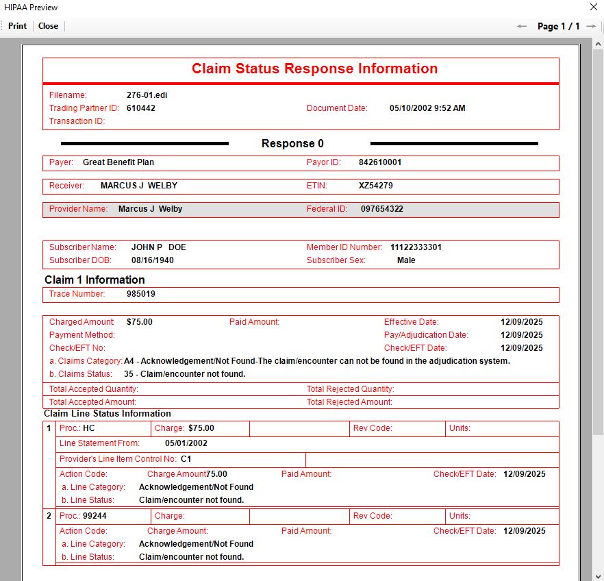 Viewing the response file as report. Viewing the response file as report.