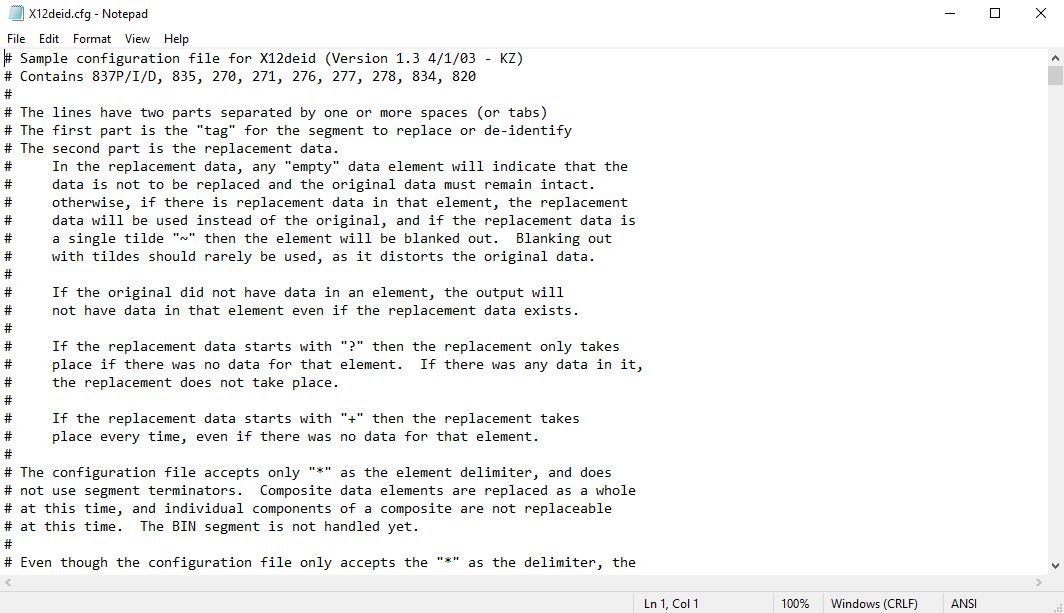 The configuration file.
