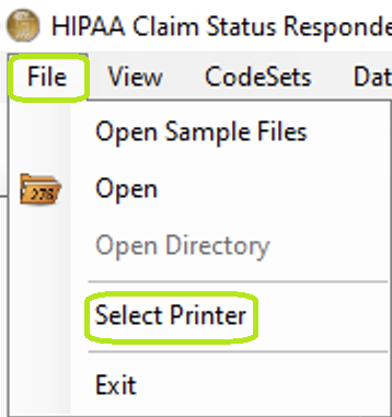 The "Select Printer" option from the "File" tab.