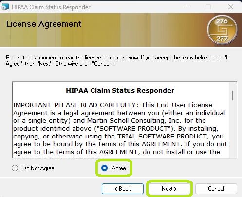 The License Agreement window.
