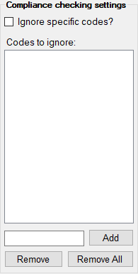 The "Compliance checking settings" box. The "Compliance checking settings" box.