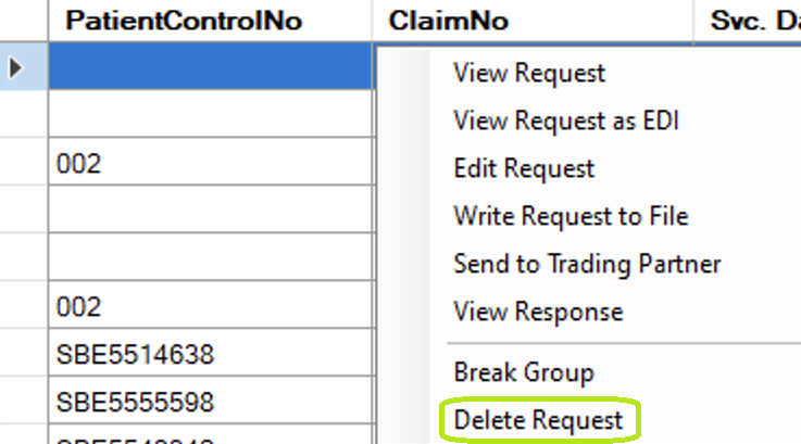 Delete option in right-click menu.