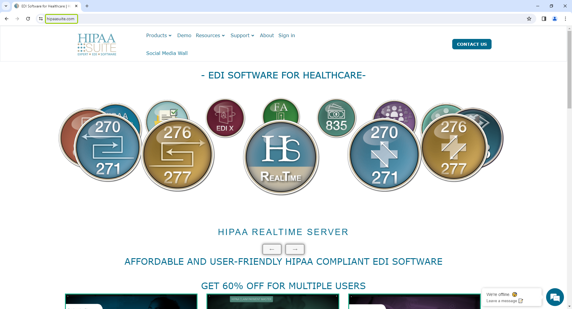 The HIPAAsuite website home page.
