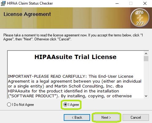 The License Agreement window.