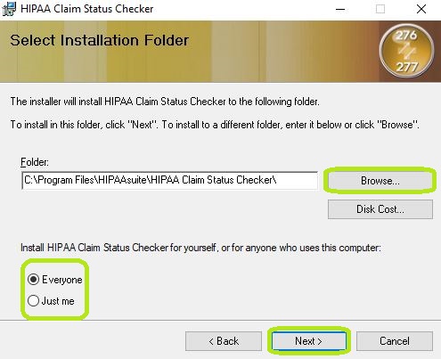The Installation Folder Window.