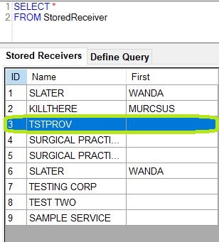 Stored receiver list.
